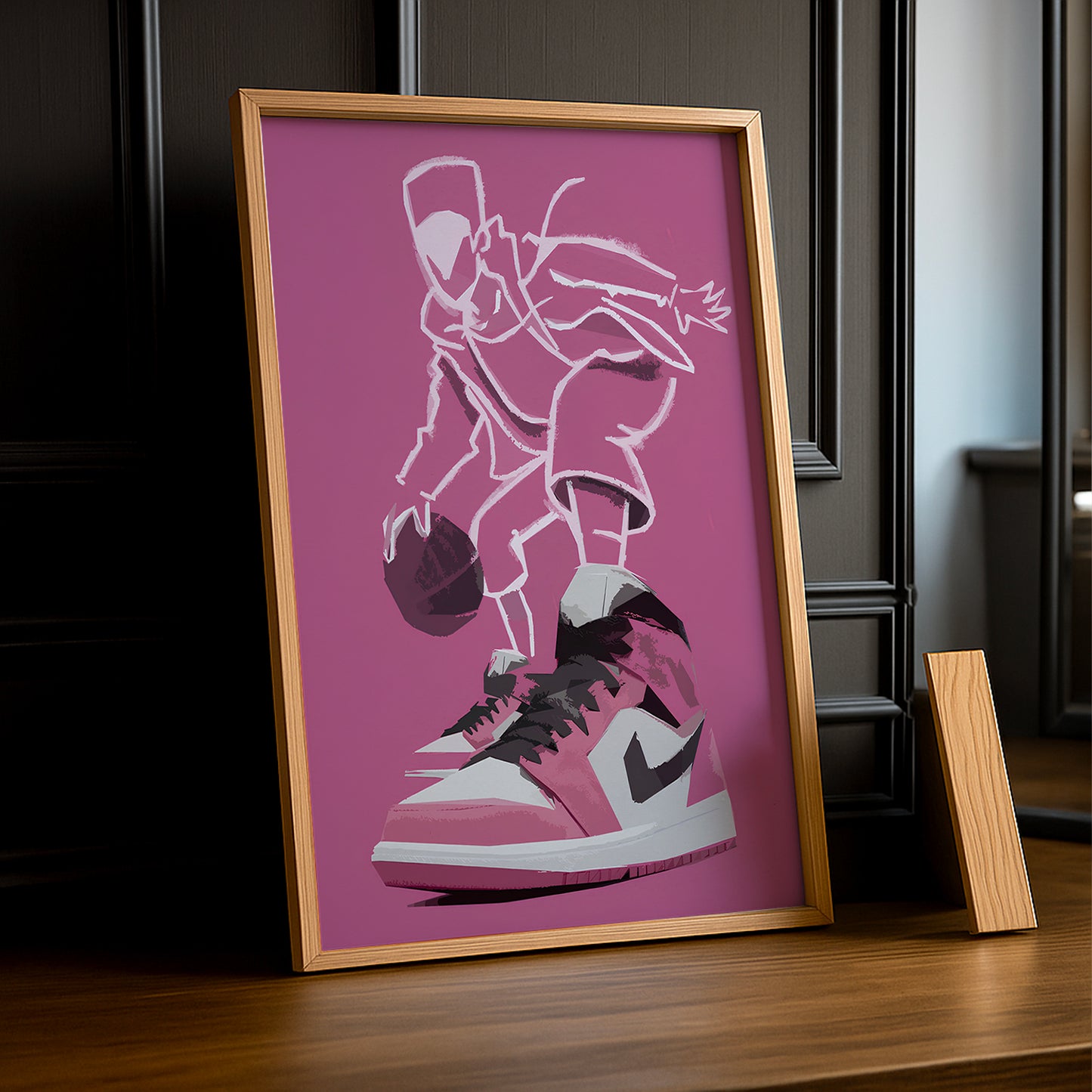 Cadre photo Air Jordan 1 Illustration rose