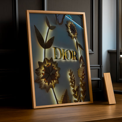 Cadre photo Dior - Gold Flowers