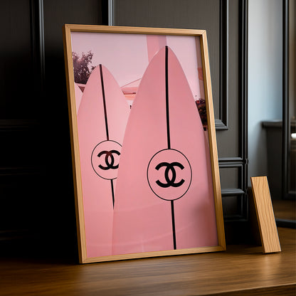 Cadre photo Chanel - Planche de surf rose