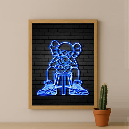 Cadre photo Kaws - Led Bleu