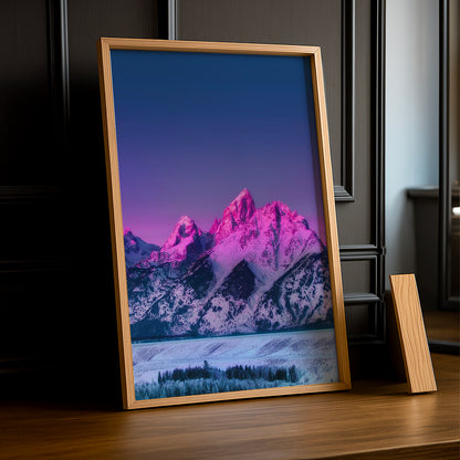 Cadre Photo Naturel - Montagne reflet violet