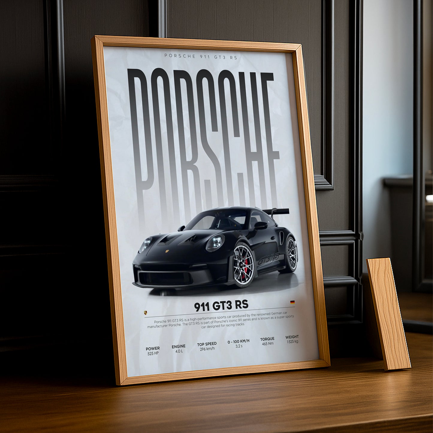 Cadre photo Porsche GT3 RS 911 noir