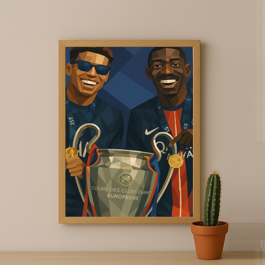 Cadre photo PSG illustration Dembélé x Hakimi