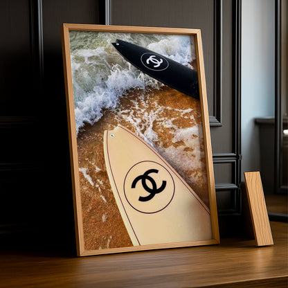Cadre photo Chanel - Planche de surf beige & noir