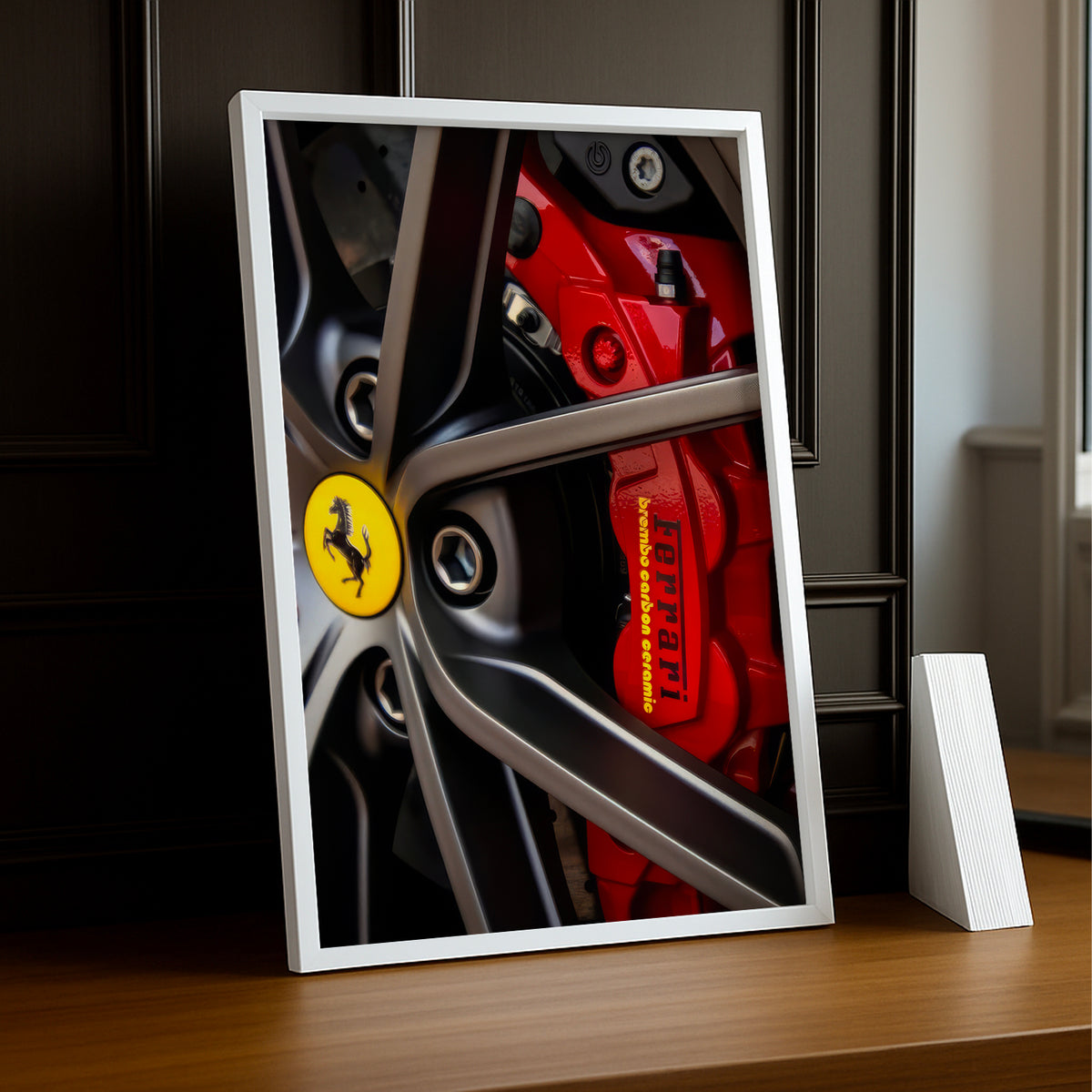 Cadre Étrier de Frein Ferrari Rouge – Affiche Déco Automobile TonCadre