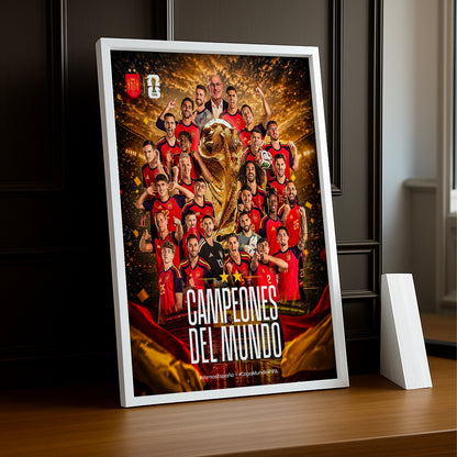 Cadre Photo Espagne Campeones del Mundo – Poster Équipe Complète TonCadre