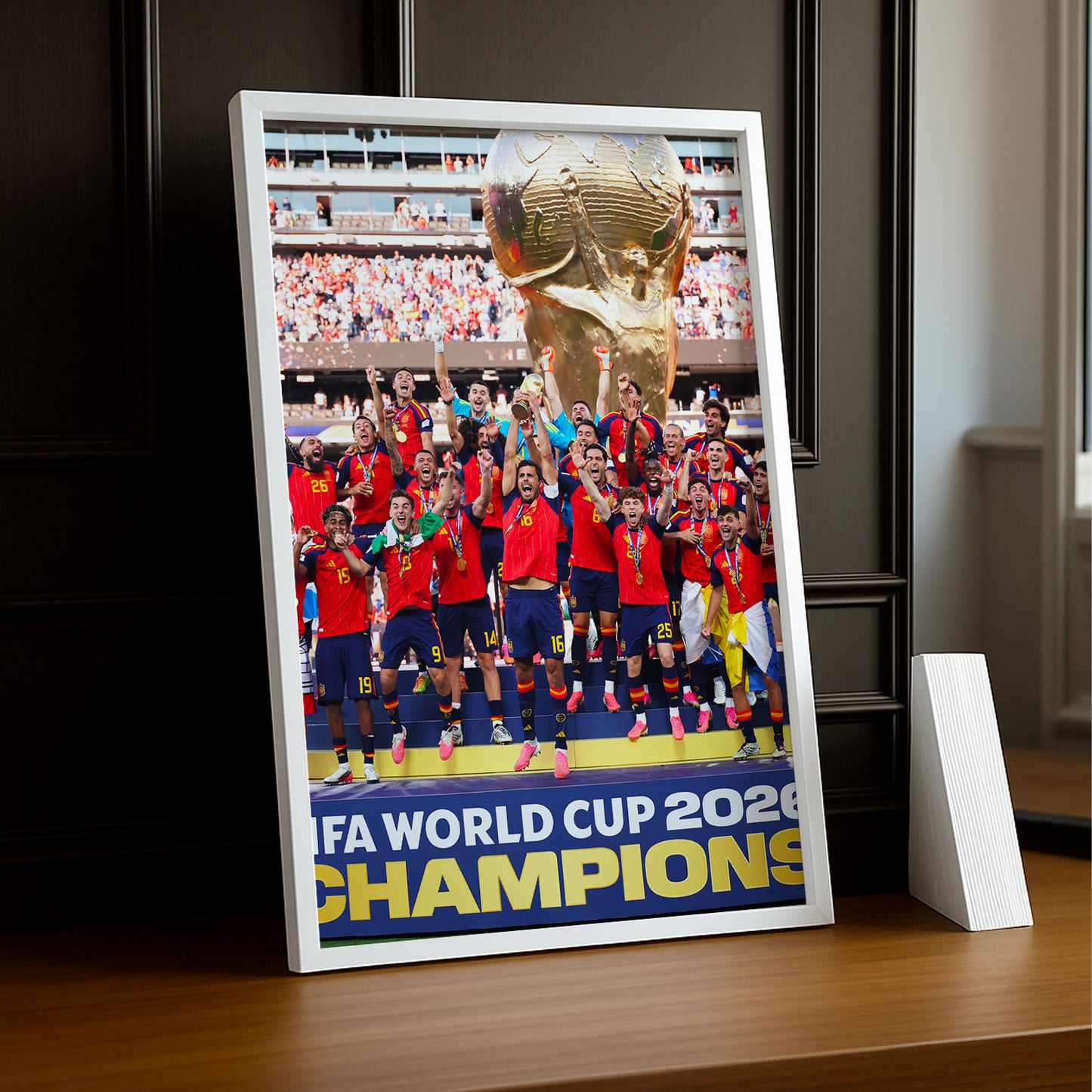 Cadre Photo Espagne Championne du Monde 2026 – Célébration Trophée TonCadre