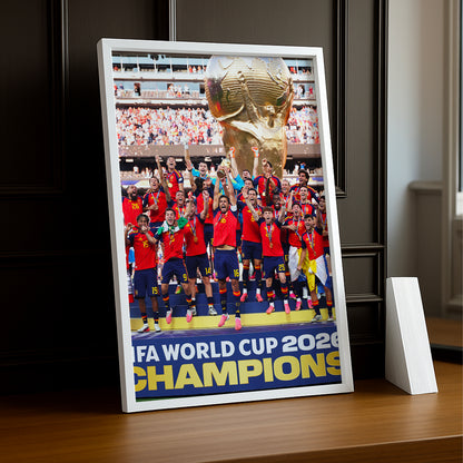 Cadre Photo Espagne Championne du Monde 2026 – Célébration Trophée TonCadre