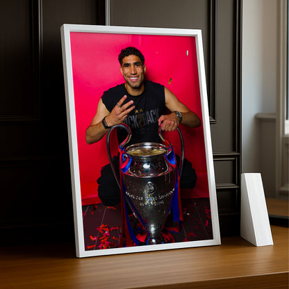 Cadre Photo Hakimi – Back 2 Back Trophée Champions League 2026 Fond Rose | PSG TonCadre