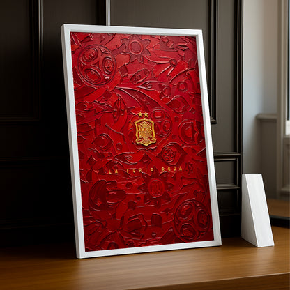 Cadre Photo La Furia Roja – Écusson Espagne 2 Étoiles Tableau TonCadre