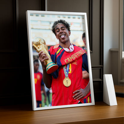 Cadre Photo Lamine Yamal Campeones – Trophée & Médaille Espagne TonCadre