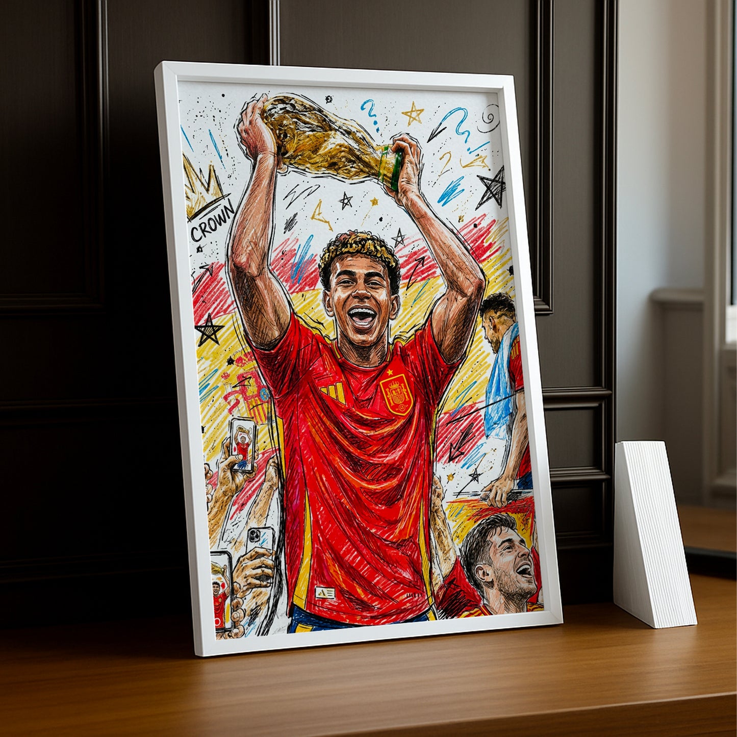 Cadre Photo Lamine Yamal Crown – Dessin Croquis Coupe du Monde TonCadre