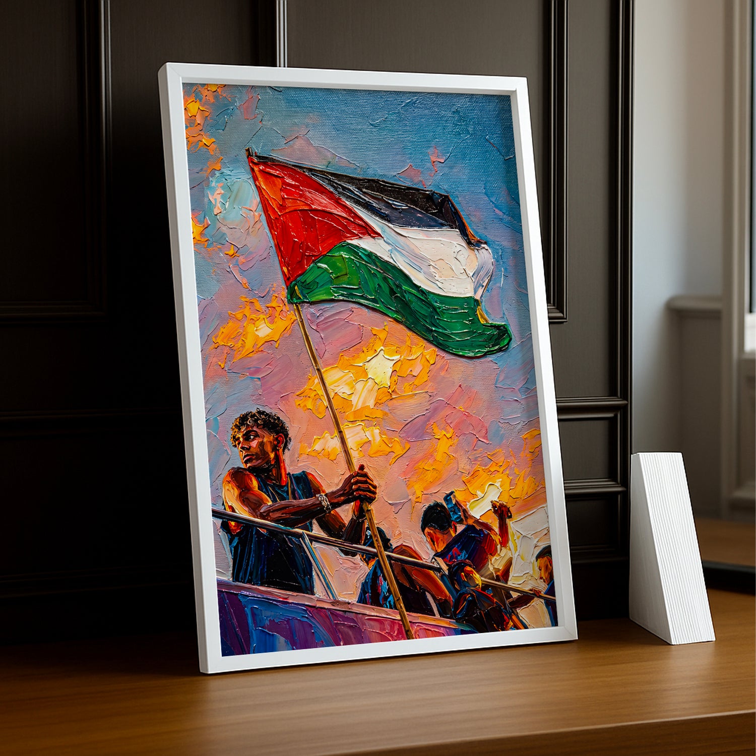 Cadre Photo Lamine Yamal Drapeau Palestine – Tableau Style Peinture TonCadre