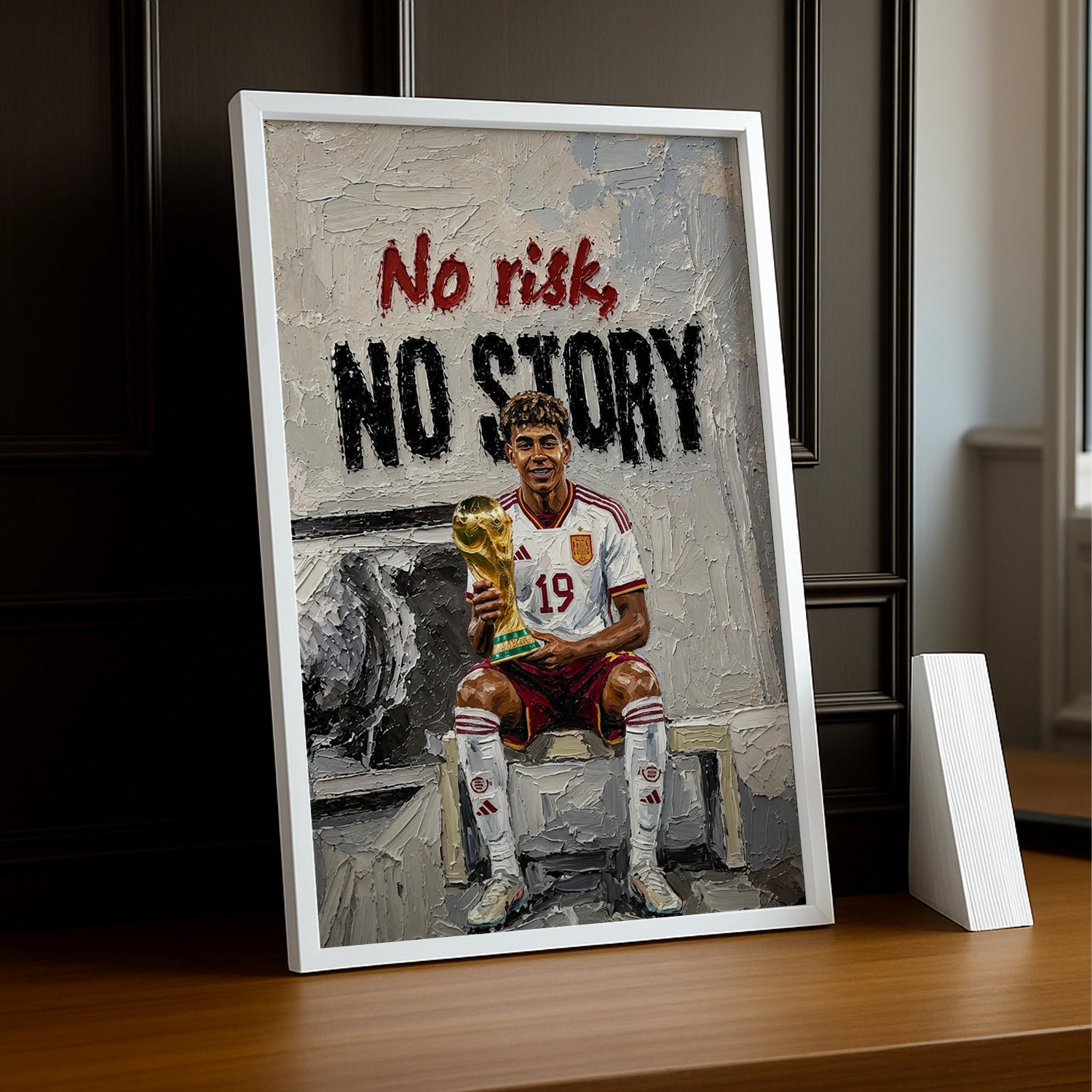 Cadre Photo Lamine Yamal – "No Risk, No Story" Espagne Champion Coupe du Monde 2026 TonCadre