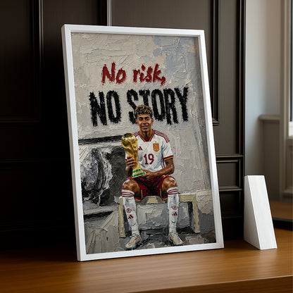 Cadre Photo Lamine Yamal – "No Risk, No Story" Espagne Champion Coupe du Monde 2026 TonCadre