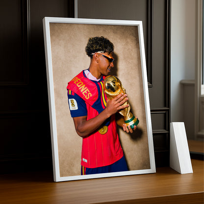 Cadre Photo Lamine Yamal Regarde le Trophée – Profil Champion TonCadre