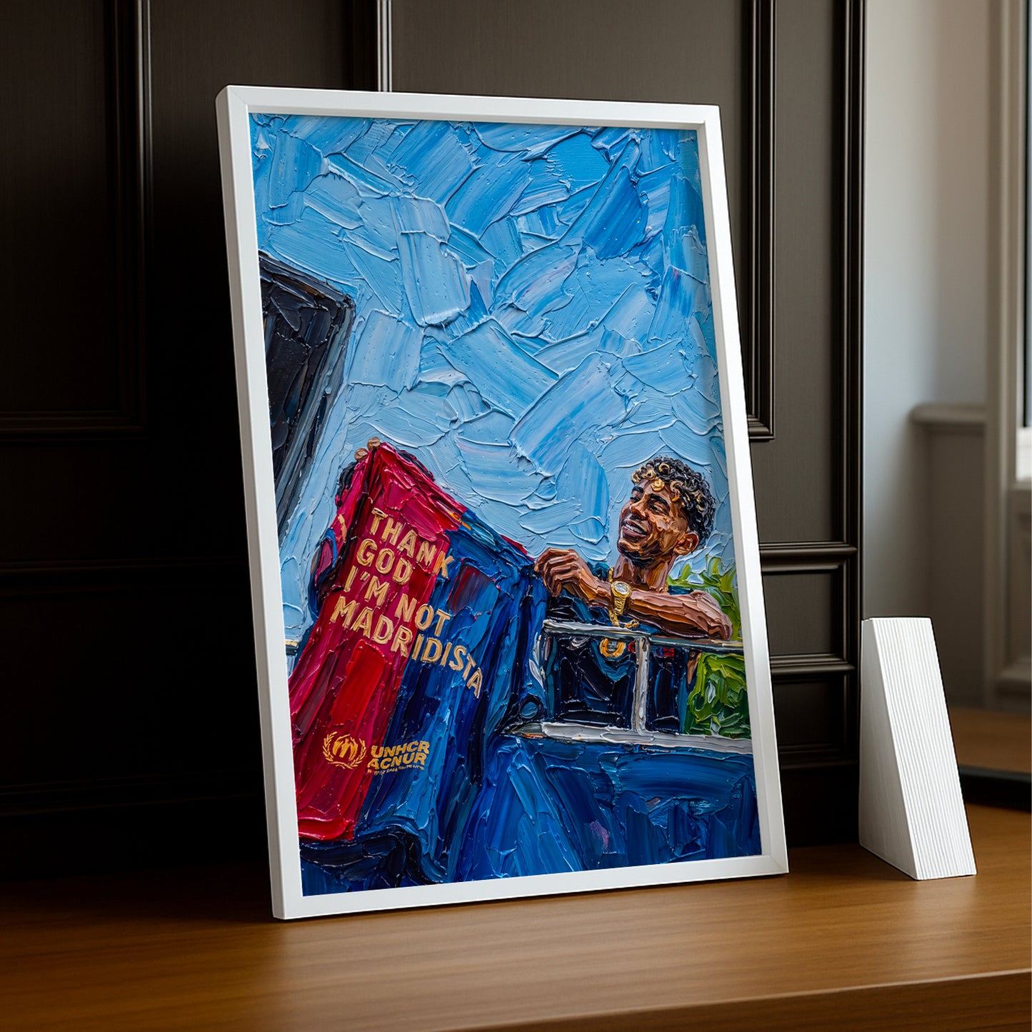 Cadre Photo Lamine Yamal – "Thank God I'm Not Madridista" | Art Peinture à l'Huile TonCadre