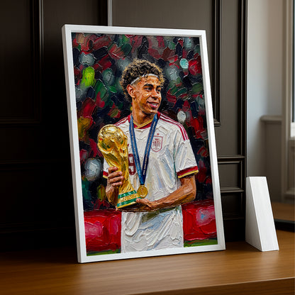 Cadre Photo Lamine Yamal Trophée Coupe du Monde – Tableau Peinture TonCadre