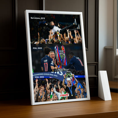 Cadre Photo Luis Enrique – Trilogie Barcelone 2015 / PSG 2025 / PSG 2026 TonCadre