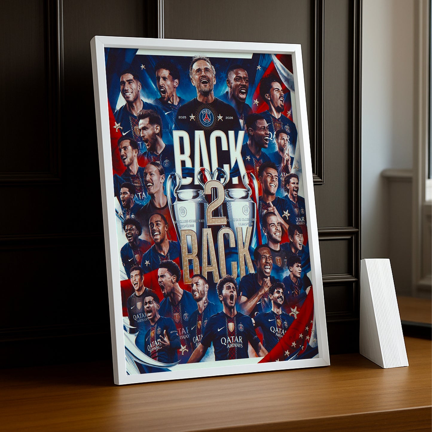 Cadre Photo PSG Back 2 Back – Champions League 2025 & 2026 | Paris Saint-Germain TonCadre