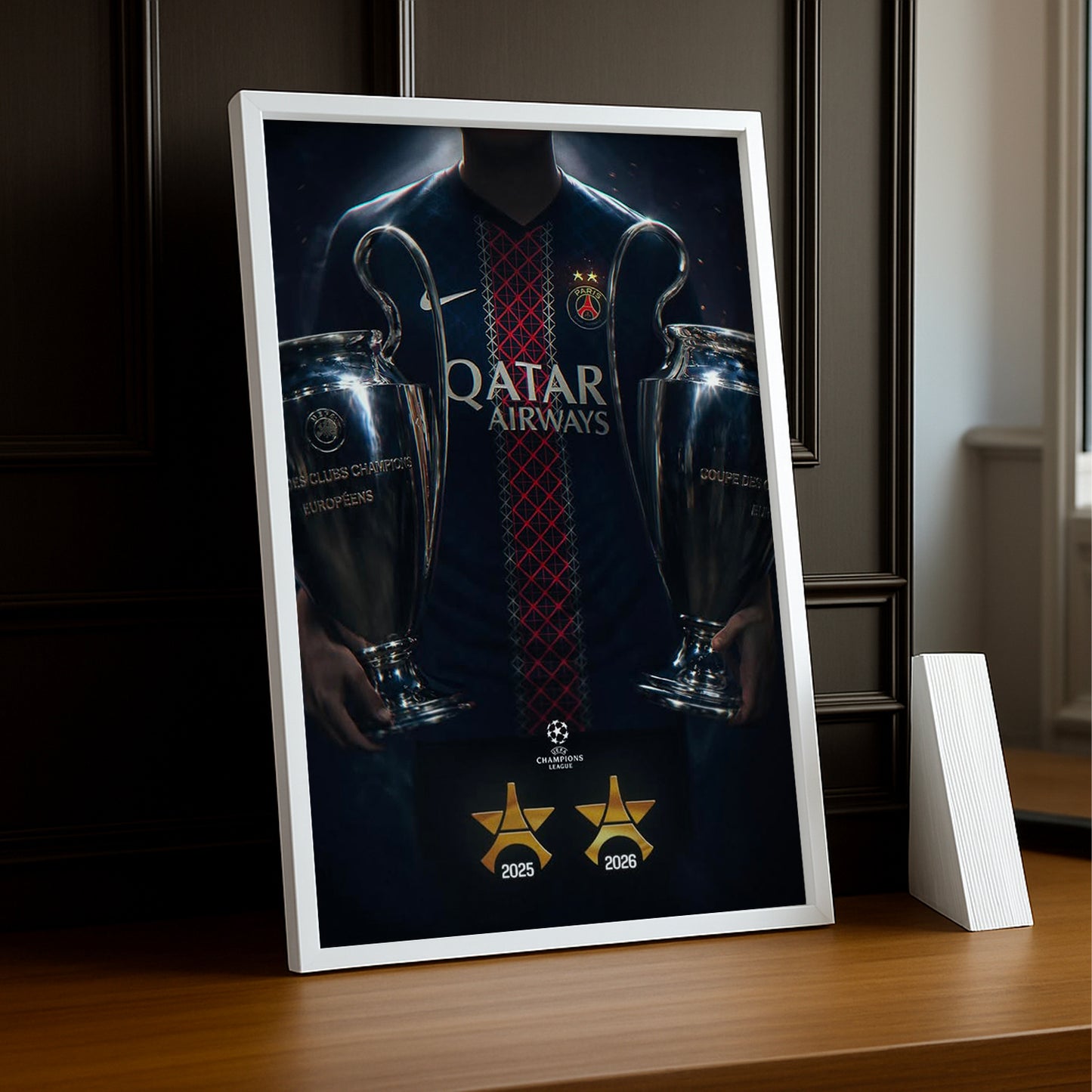 Cadre Photo PSG – Back 2 Back Champions League 2025 & 2026 | Deux Trophées TonCadre
