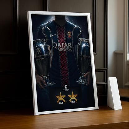 Cadre Photo PSG – Back 2 Back Champions League 2025 & 2026 | Deux Trophées TonCadre