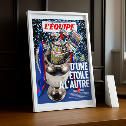 Cadre Photo Une L'Équipe – "D'Une Étoile à l'Autre" PSG Back 2 Back Champions League TonCadre