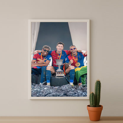 Poster encadrée FC Barcelone - Yamal, Lewandowski, Raphinha
