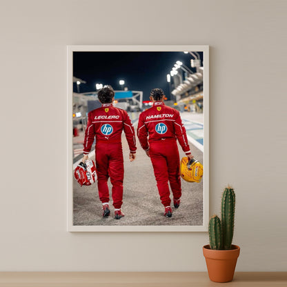 Poster encadrée Formule 1 - Charles Leclerc x Lewis Hamilton