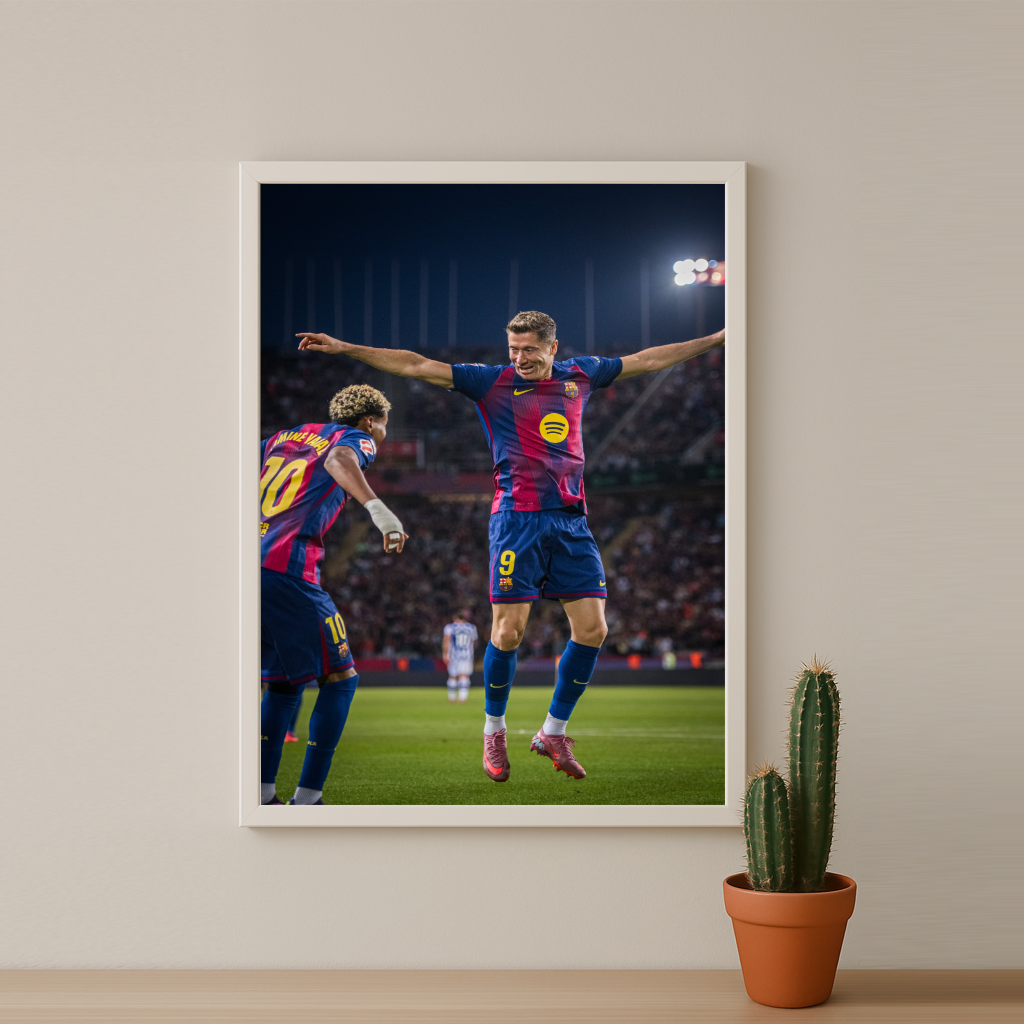 Poster encadrée FC Barcelone - Lewandowski x Yamal