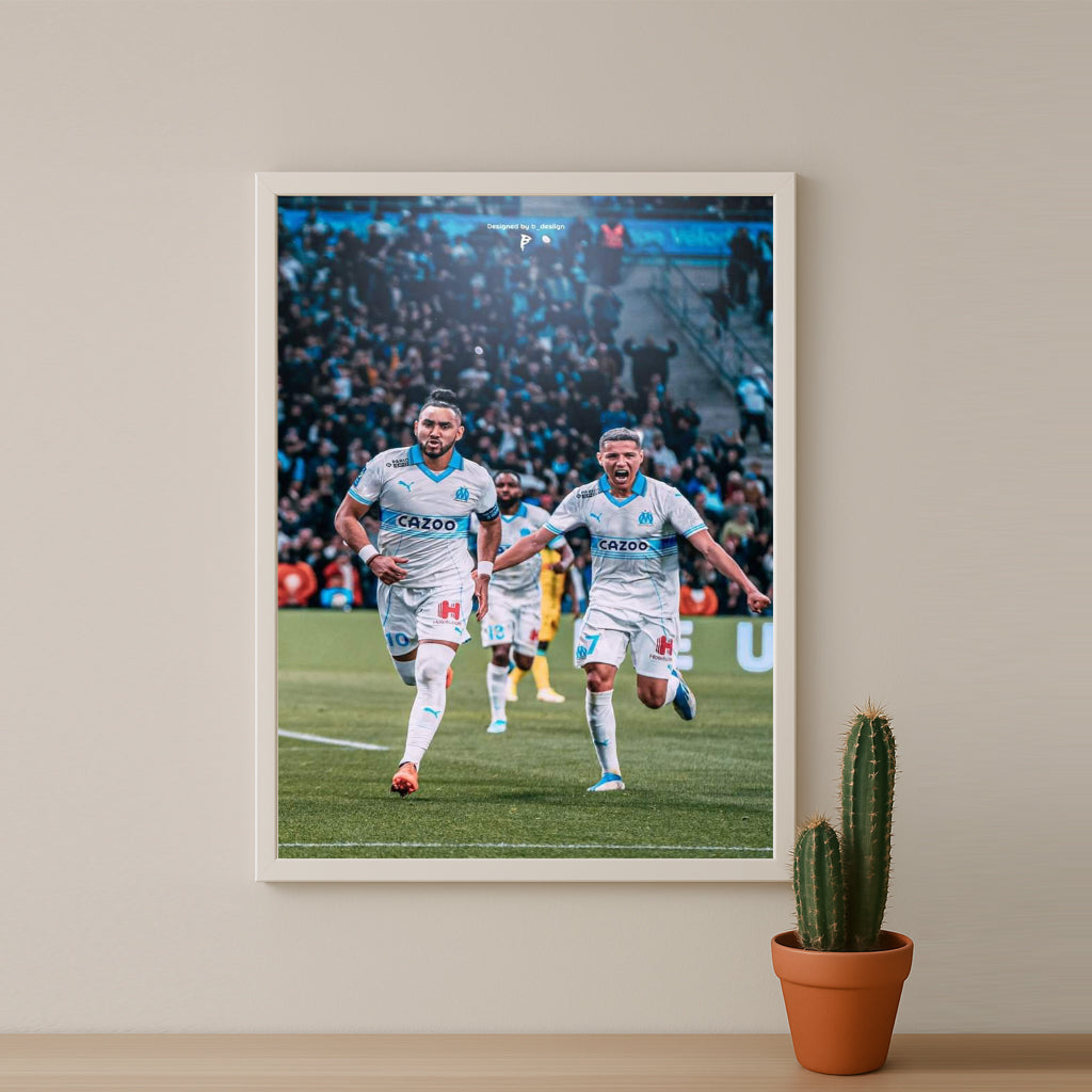 Poster encadrée Olympique de Marseille - Dimitri Payet Célébration