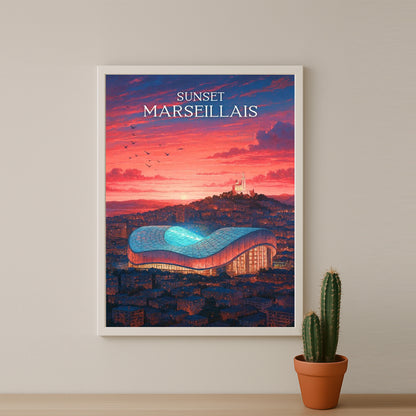 Poster encadrée Olympique de Marseille - Sunset Marseillais