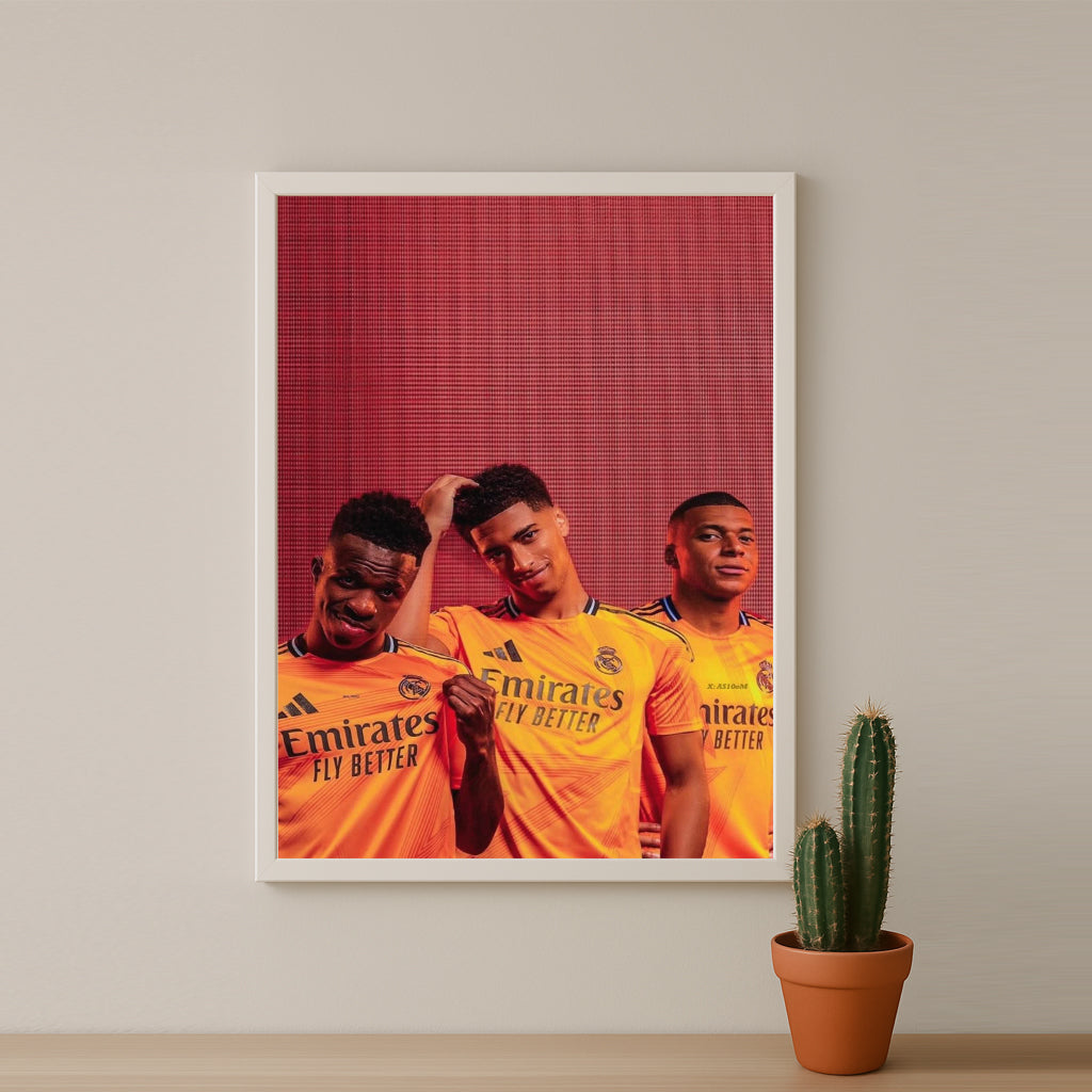 Poster encadrée Real Madrid - Vinicius, Bellingham, Mbappé