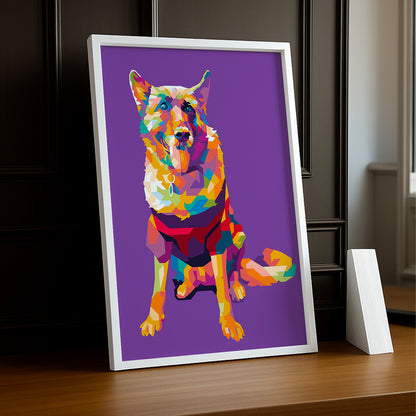 Cadre Photo Chien - Illustration violet