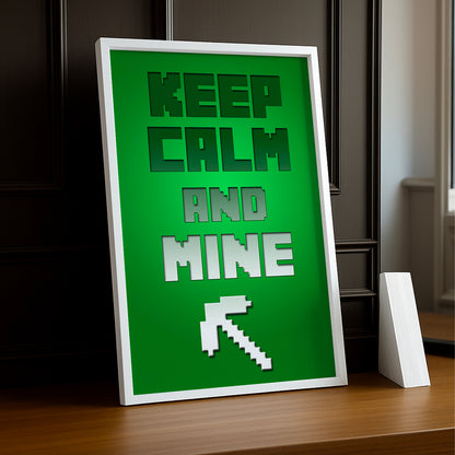 Cadre photo Minecraft - Keep Calm And Mine