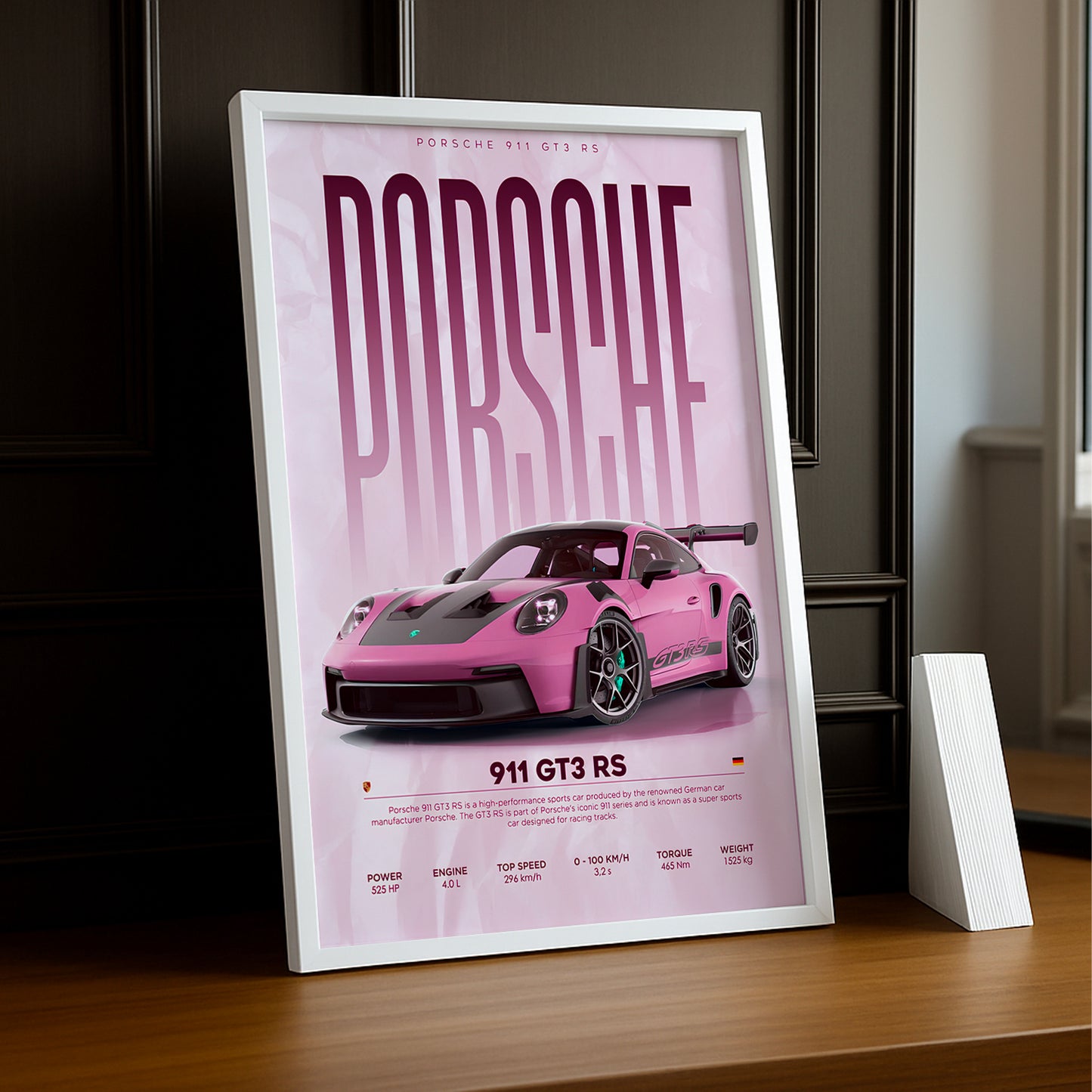 Cadre photo Porsche GT3 RS 911 rose