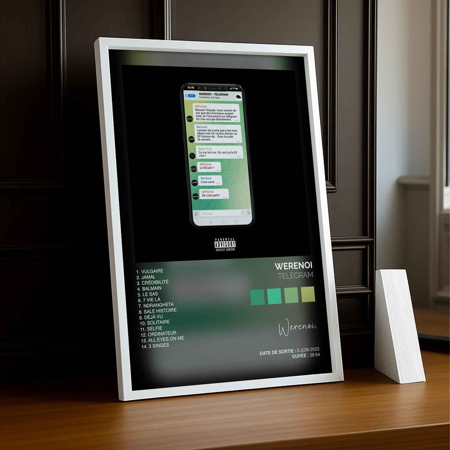 Cadre photo Album Musicaux - Telegram de Werenoi