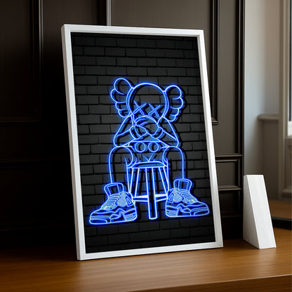 Cadre photo Kaws - Led Bleu