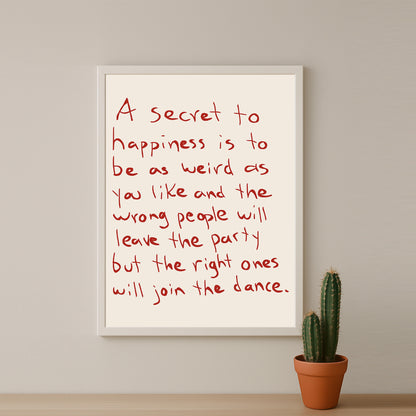 Cadre photo Citation - A secret to hapiness