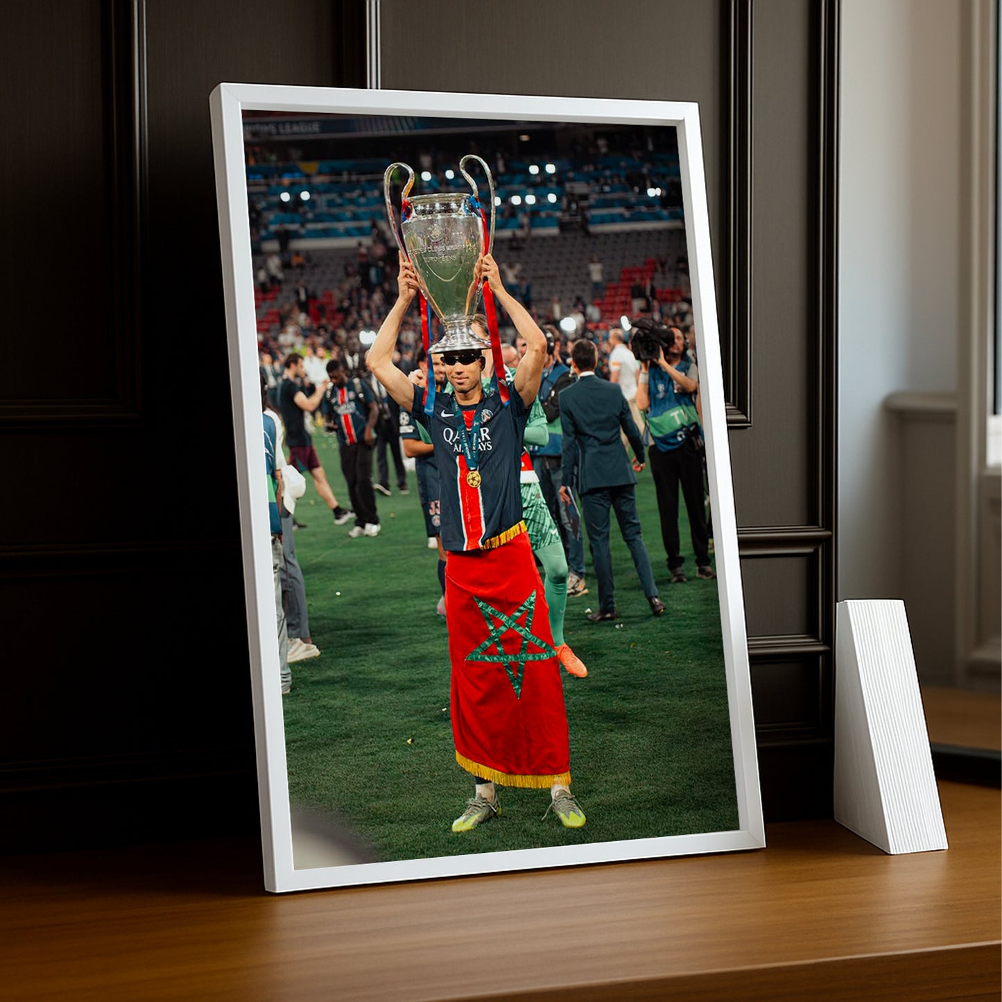 Poster Paris Saint-Germain Achraf Hakimi drapeau marocain