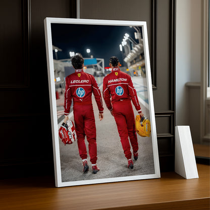 Poster encadrée Formule 1 - Charles Leclerc x Lewis Hamilton