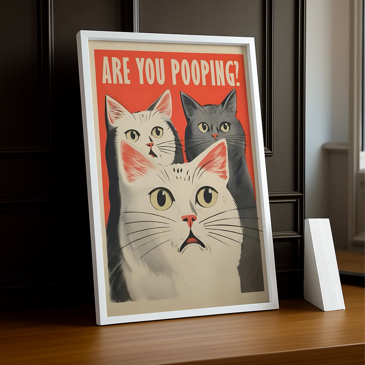 Cadre Photo Chat - Triple Chat Humour