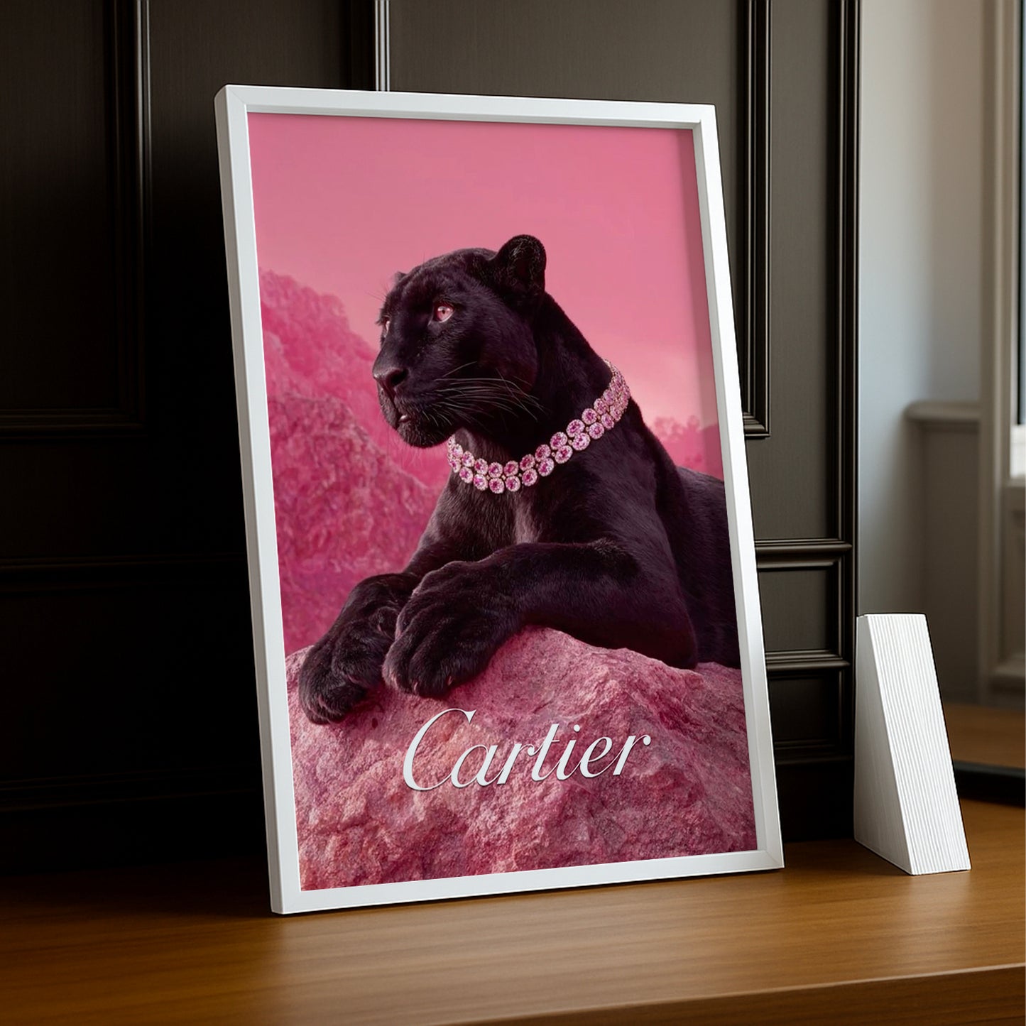 Cadre photo Cartier - Panthère noir x rose