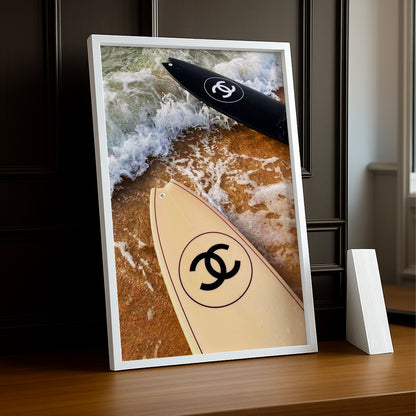Cadre photo Chanel - Planche de surf beige & noir