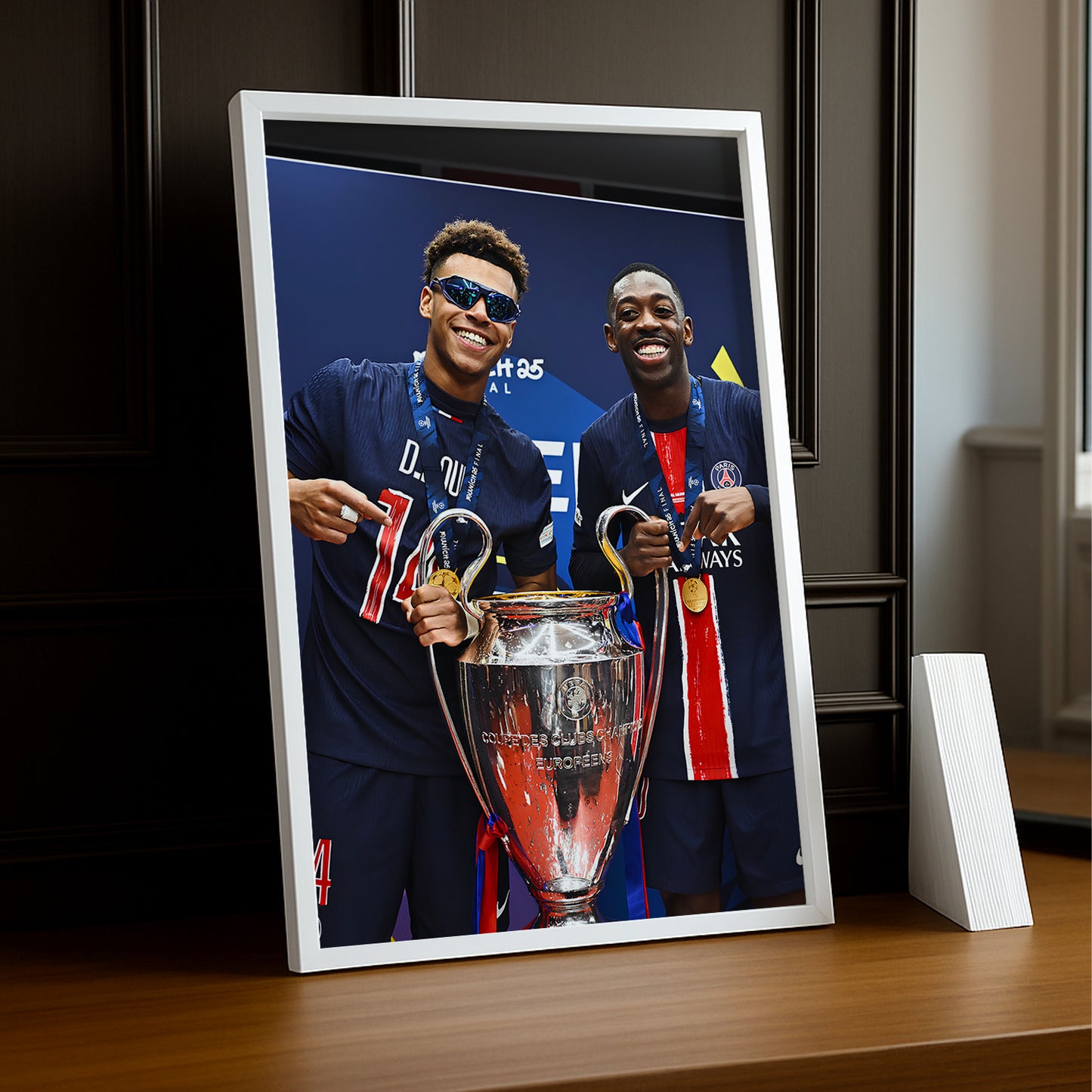 Cadre photo Paris Saint-Germain Désiré Doué x Ousmane Dembélé