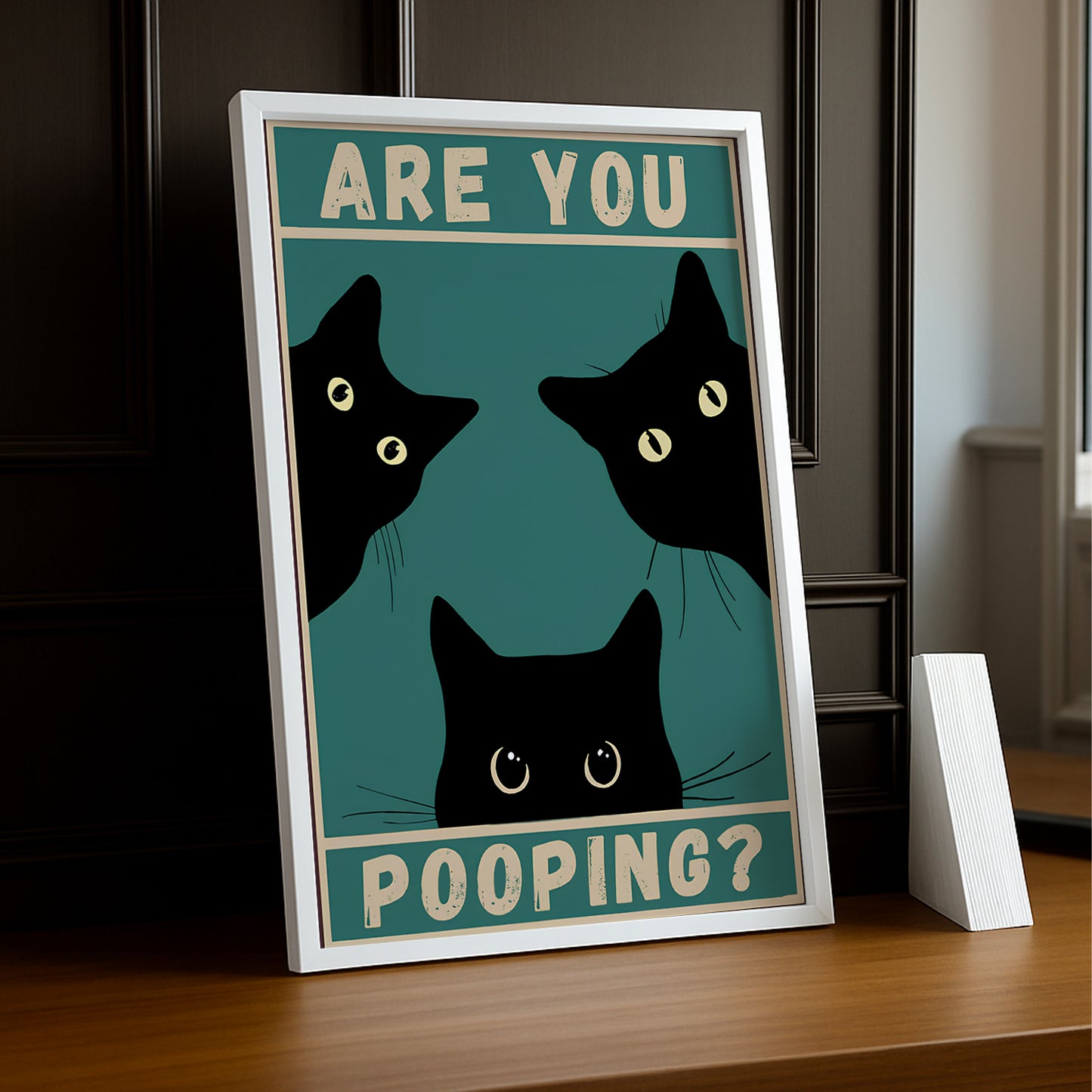 Cadre photo 3 Chat Are You Pooping