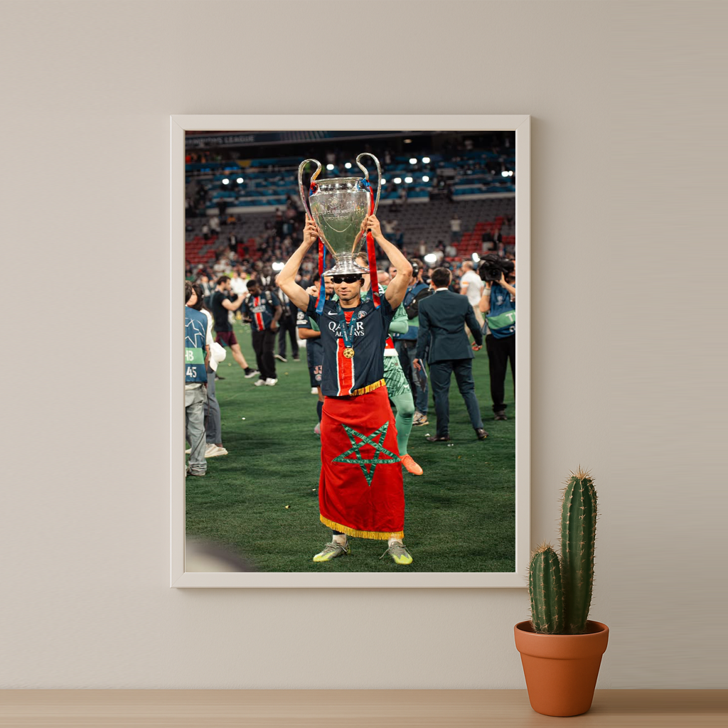 Poster Paris Saint-Germain Achraf Hakimi drapeau marocain