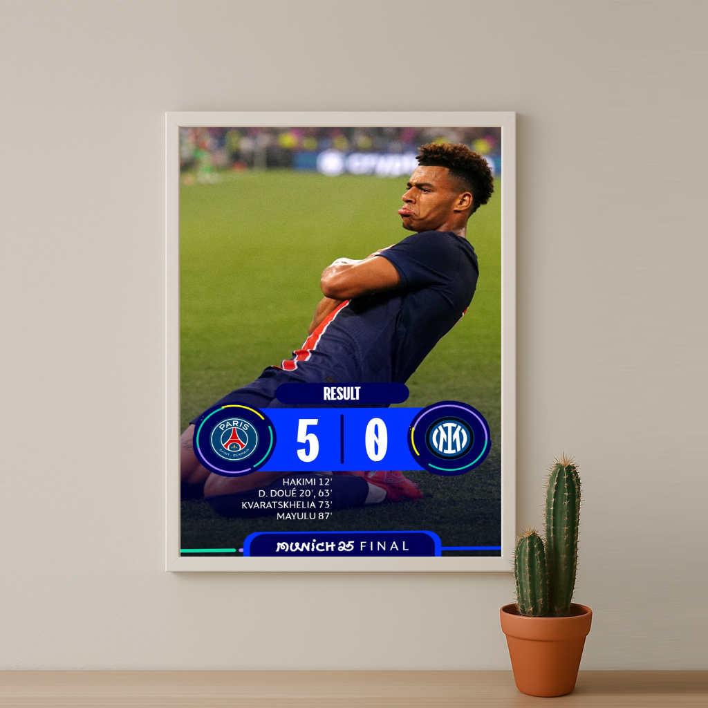 Cadre photo Désiré Doué PSG Ligue des champions