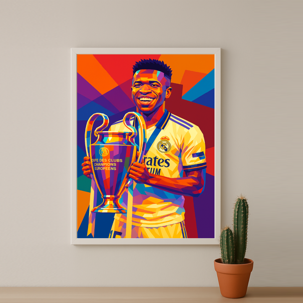 Cadre Photo Vinicius Jr Real Madrid Ligue des Champions – Affiche HD Encadrée Papier Premium