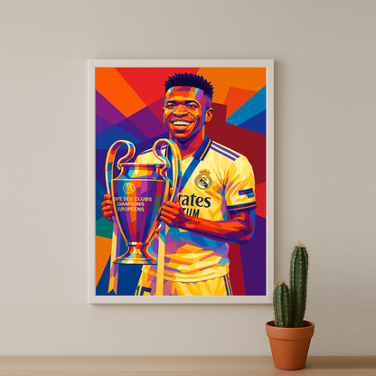Cadre Photo Vinicius Jr Real Madrid Ligue des Champions – Affiche HD Encadrée Papier Premium